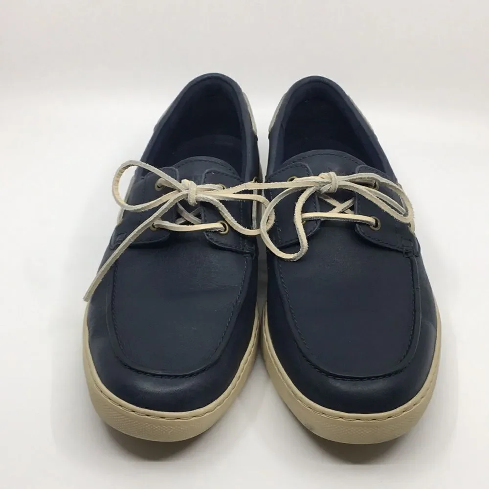 Fitflop LAWRENCE Men's Navy Pebbled Leather Boat Shoes Sz 11